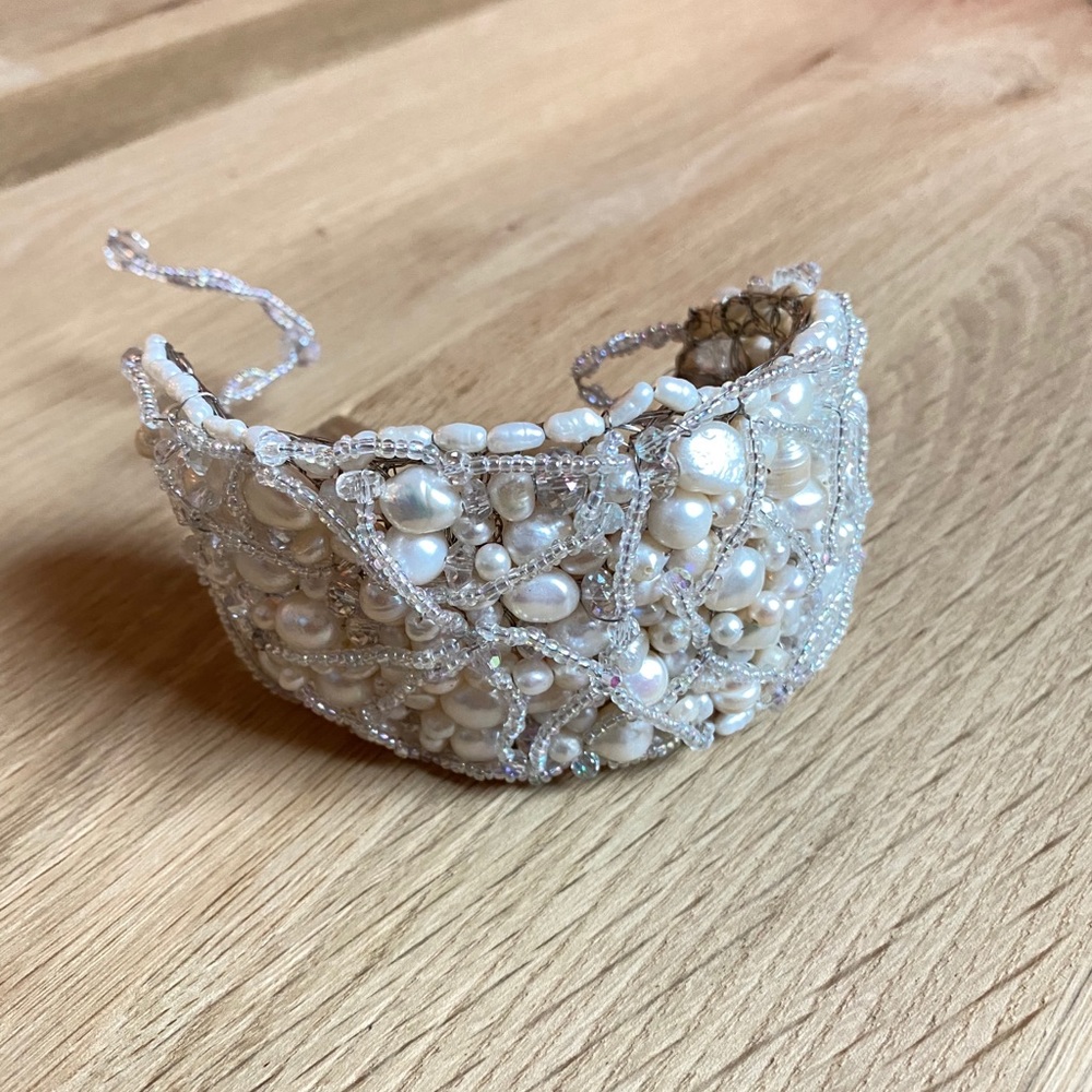 Wire Pearl Arm Cuff or Bracelet - Picture 7 of 7